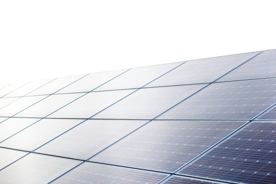 Solar panels against the sun
