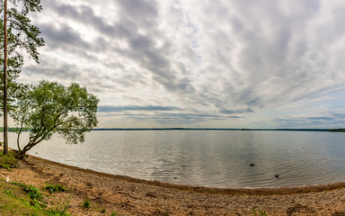 Landscape on the shore of the Minsk Sea in the Republic of Belarus.