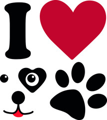 I, Love, dog, vector, illustration