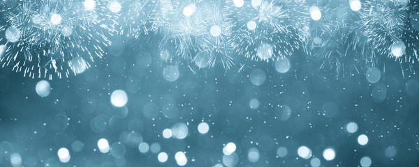 Fireworks at New Year and copy space - abstract holiday background