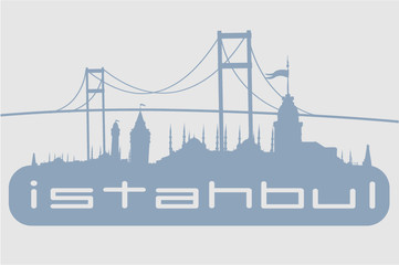 Istanbul city landscape print and embroidery graphic design vector art