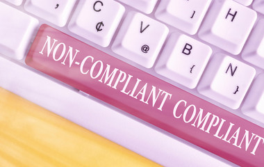 Writing note showing Non Compliant Compliant. Business concept for Resistant to the Rule in...