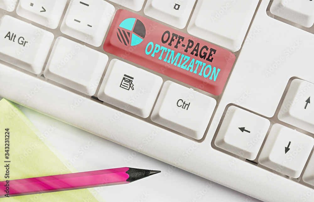 Aufkleber conceptual hand writing showing off page optimization. concept meaning website external process prom