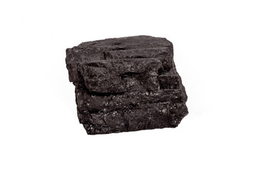 piece of coal isolated on a white background.