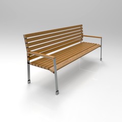 3d image park bench classic metall and wood