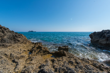 rocky coast of the Greek island of Zakynthos