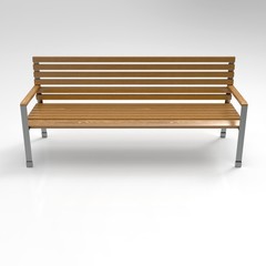 3d image park bench classic metall and wood