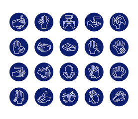bundle of hands washing block style icons