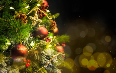 Obraz na płótnie Canvas 2020 Merry Christmas and New Year holidays background. Blurred bokeh background