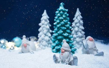 Naklejka na ściany i meble 2020 Merry Christmas and New Year holidays background. Blurred bokeh background