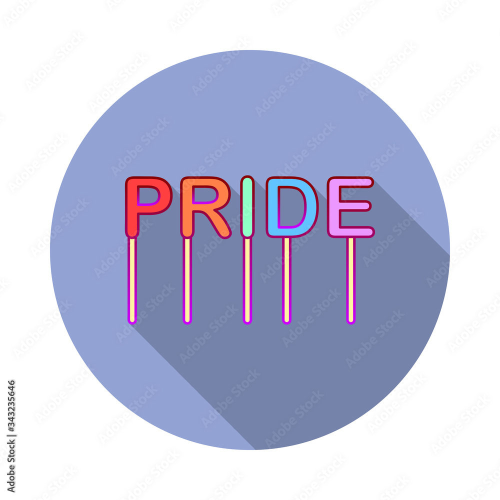 Poster pride sticks long shadow icon. simple color vector of world pride day icons for ui and ux, website o