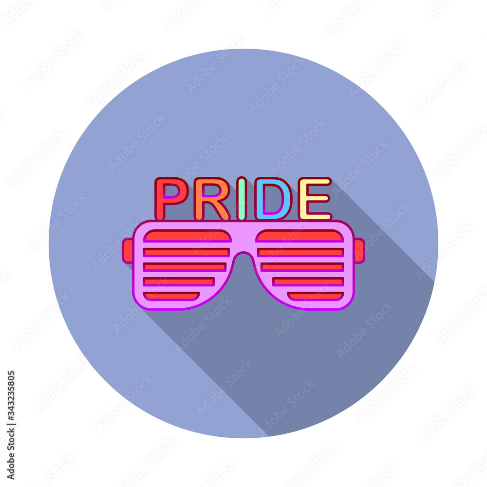 Poster sunglasses, pride day long shadow icon. simple color vector of world pride day icons for ui and ux, 