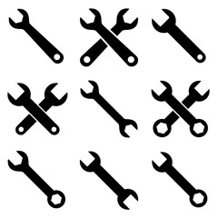 Wrench set icon, logo isolated on white background
