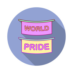Pride day, banner long shadow icon. Simple color vector of World pride day icons for ui and ux, website or mobile application