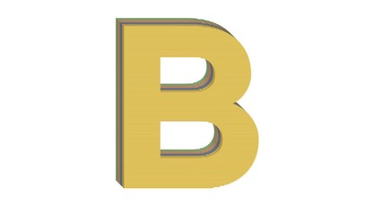3D ENGLSIH ALPHABET MADE OF 4 COLORED FLAT BLOCK WITH WHITE BACKGROUND : B