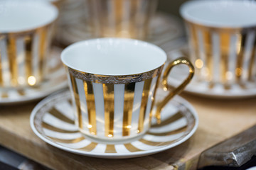 Luxury coffee cup on a platter