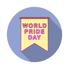 Pride day, banner long shadow icon. Simple color vector of World pride day icons for ui and ux, website or mobile application