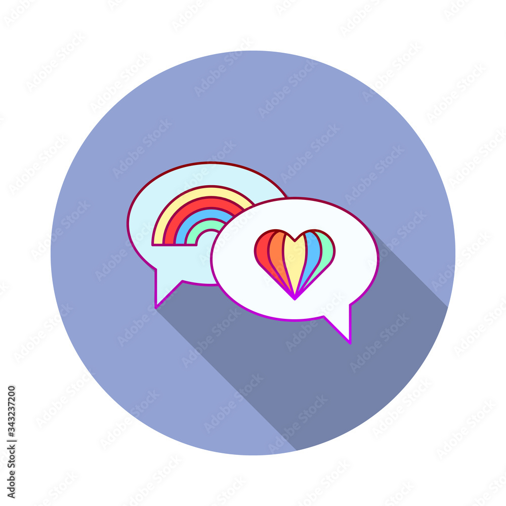Poster conversation, rainbow, pride long shadow icon. simple color vector of world pride day icons for ui a