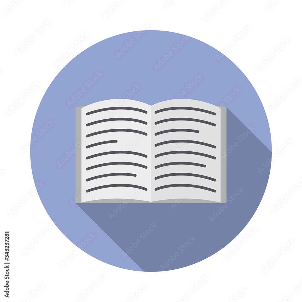 Poster open book flat long shadow icon. simple color vector of book illustration icons for ui and ux, websi