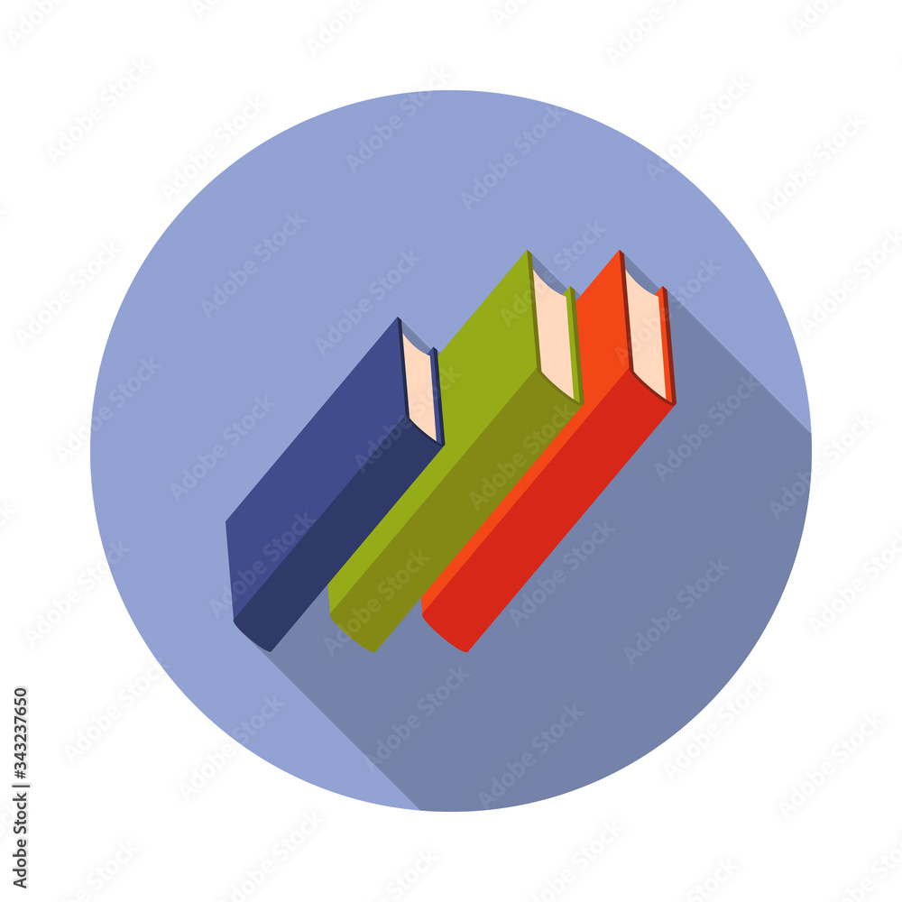 Aufkleber pile of books flat long shadow icon. simple color vector of book illustration icons for ui and ux, w