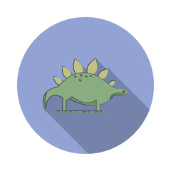 stegosaurus cartoon long shadow icon. Simple color vector of Prehistoric icons for ui and ux, website or mobile application