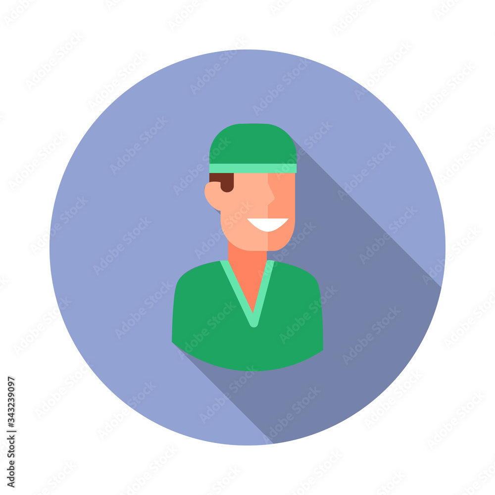 Poster nurse man long shadow icon. simple color vector of avatar icons for ui and ux, website or mobile app