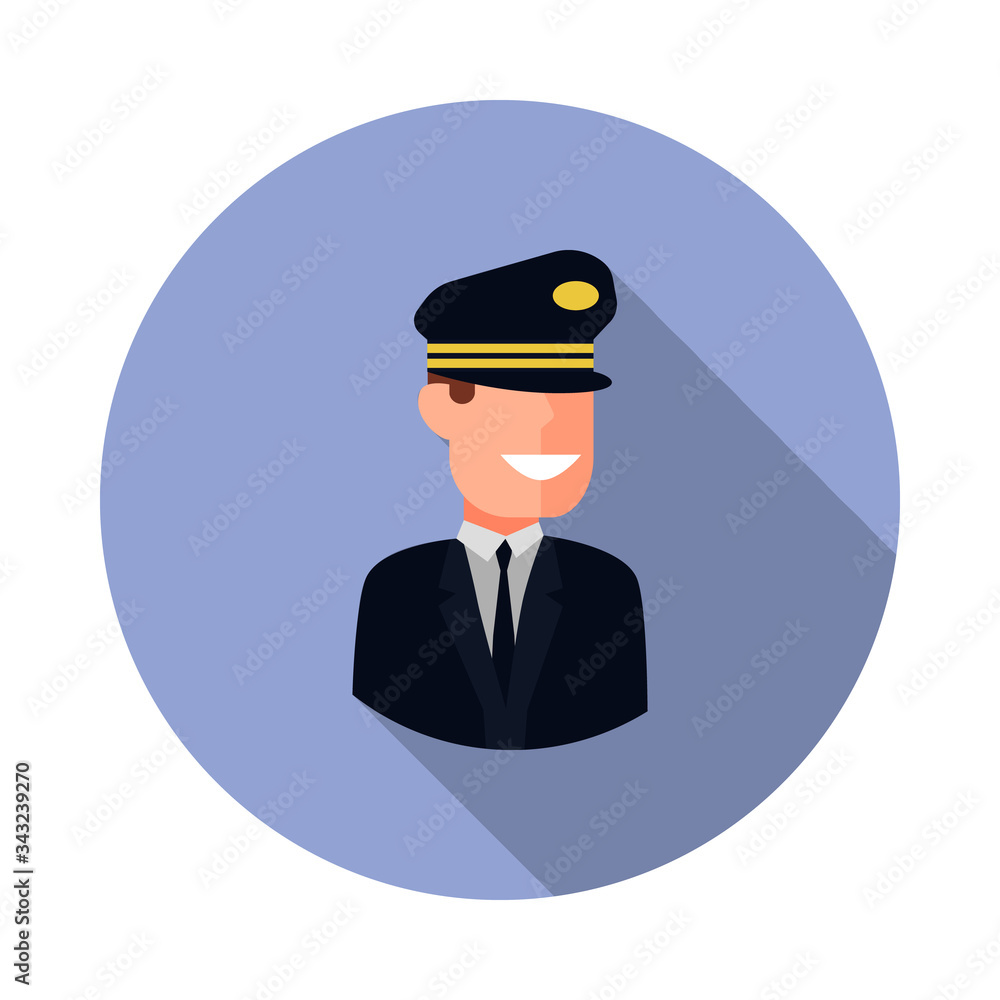 Aufkleber colored avatar of pilot long shadow icon. simple color vector of avatar icons for ui and ux, website