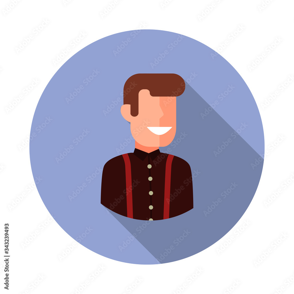 Poster colored avatar of student long shadow icon. simple color vector of avatar icons for ui and ux, websi