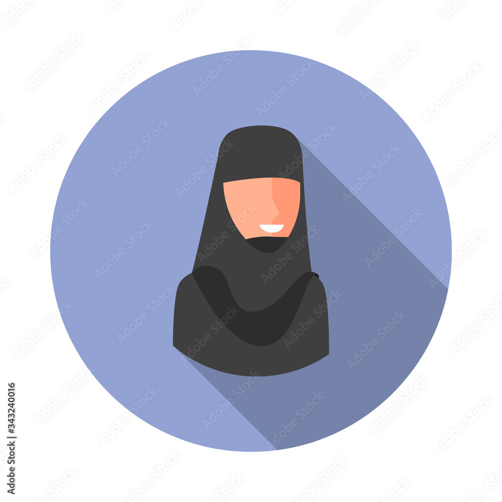 Poster colored avatar of priest long shadow icon. simple color vector of avatar icons for ui and ux, websit