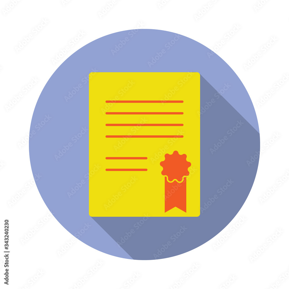 Aufkleber colored certificate long shadow icon. simple color vector of web icons for ui and ux, website or mob