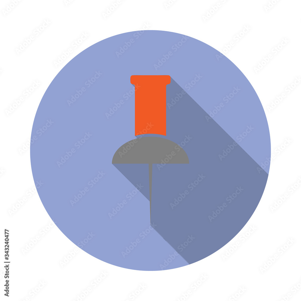 Aufkleber colored paper pin long shadow icon. simple color vector of web icons for ui and ux, website or mobil