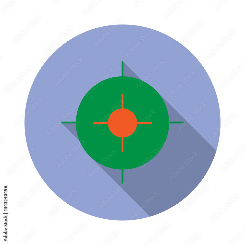 Poster colored aim long shadow icon. simple color vector of web icons for ui and ux, website or mobile appl