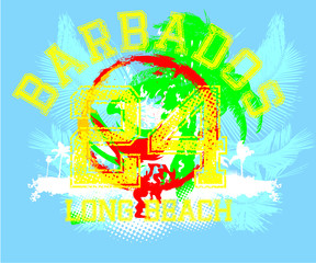 Tropical bahamas surfer vector art