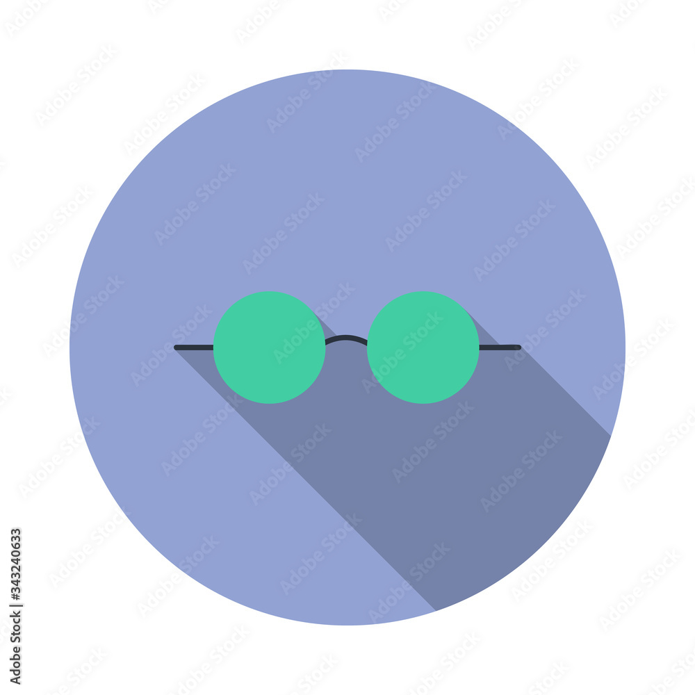 Poster colored glasses long shadow icon. simple color vector of web icons for ui and ux, website or mobile 