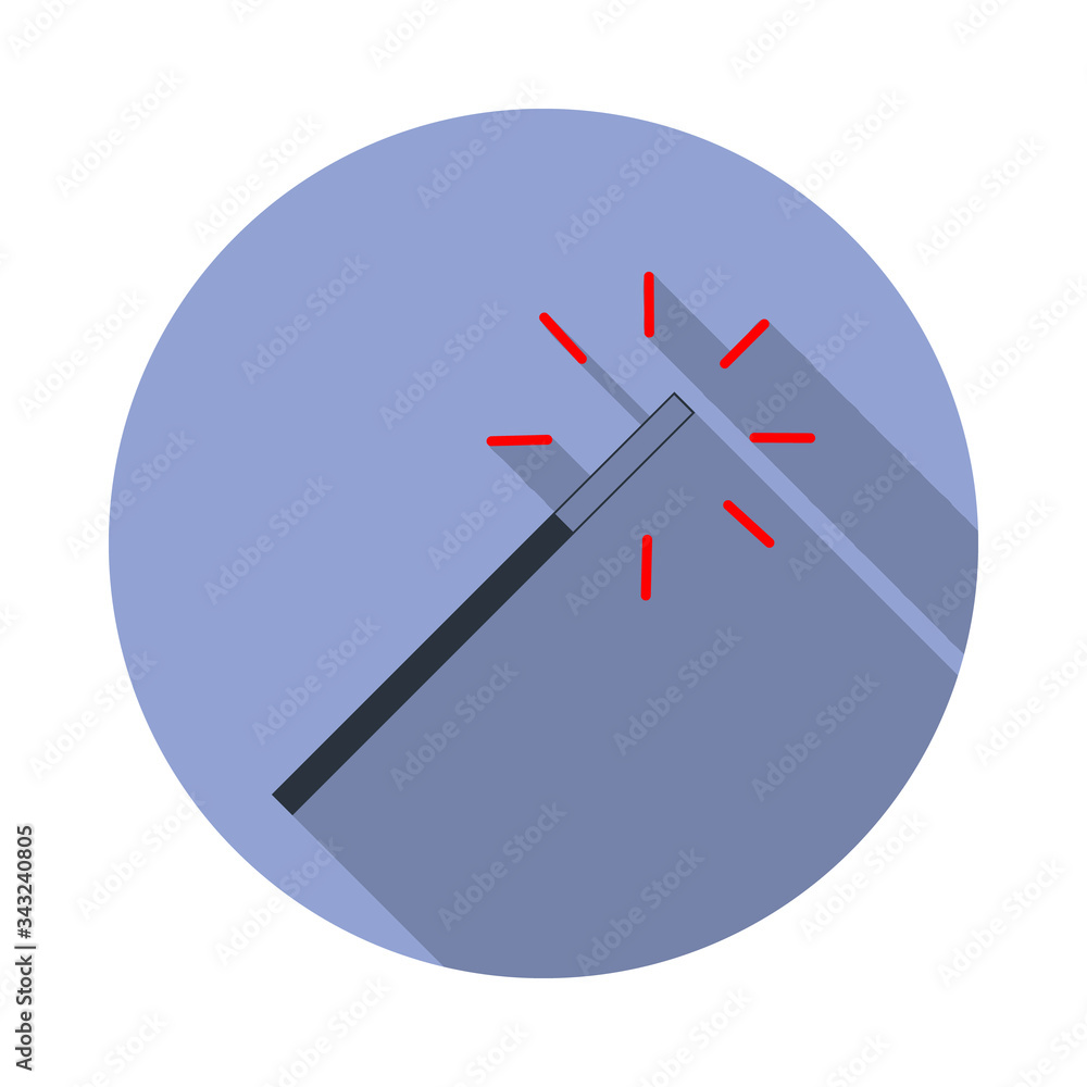 Poster colored magic wand long shadow icon. simple color vector of web icons for ui and ux, website or mobi