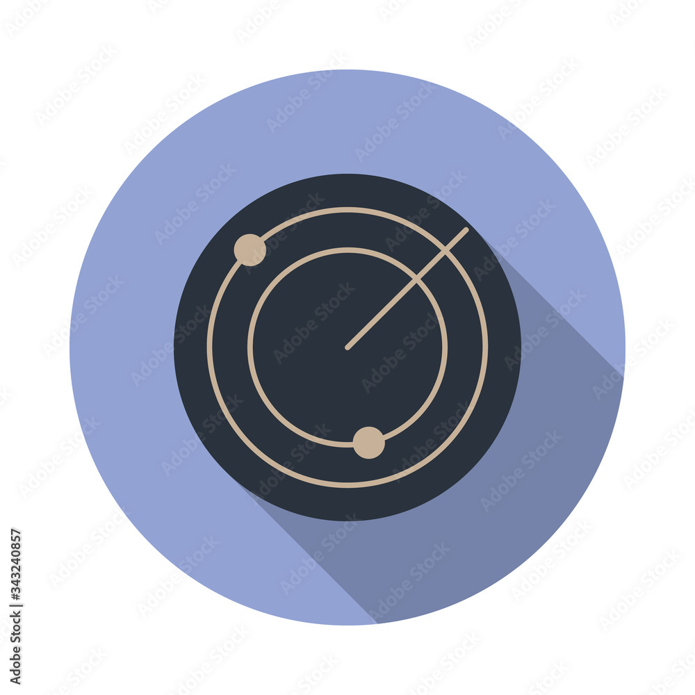 Poster colored radar long shadow icon. simple color vector of web icons for ui and ux, website or mobile ap