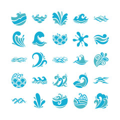 Fototapeta na wymiar bundle of waves ocean set icons