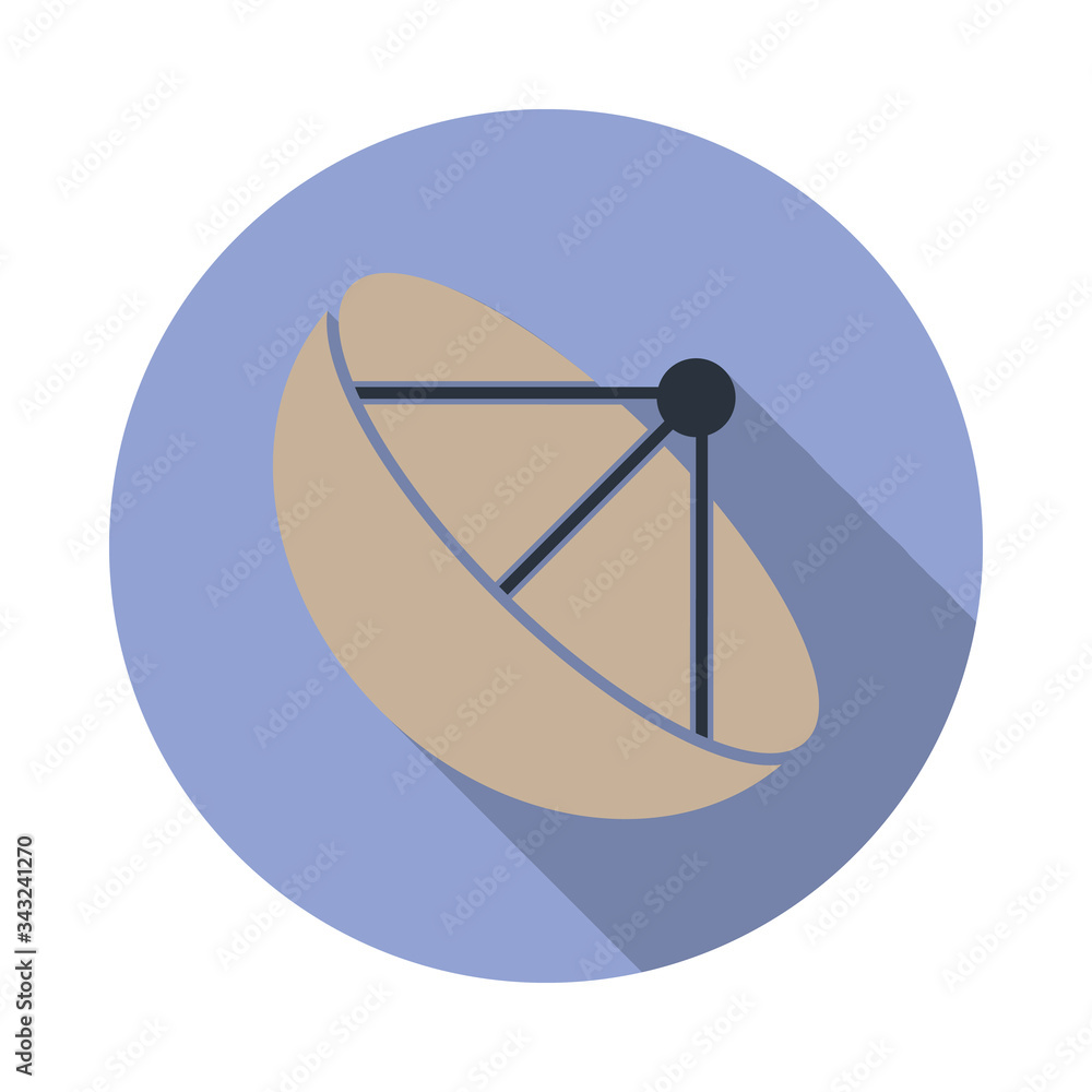 Poster colored satellite television long shadow icon. simple color vector of web icons for ui and ux, websi