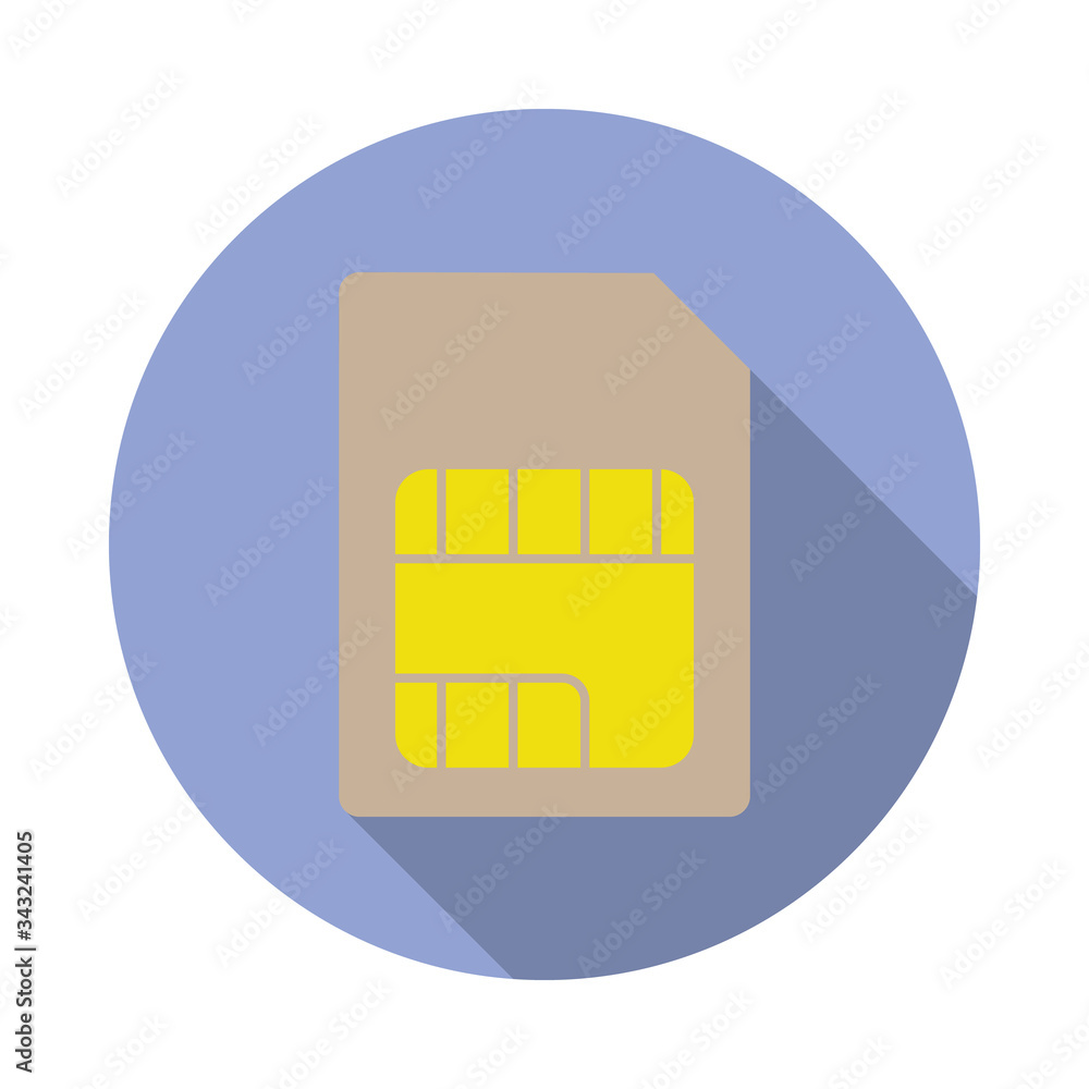 Aufkleber colored sim card long shadow icon. simple color vector of web icons for ui and ux, website or mobile