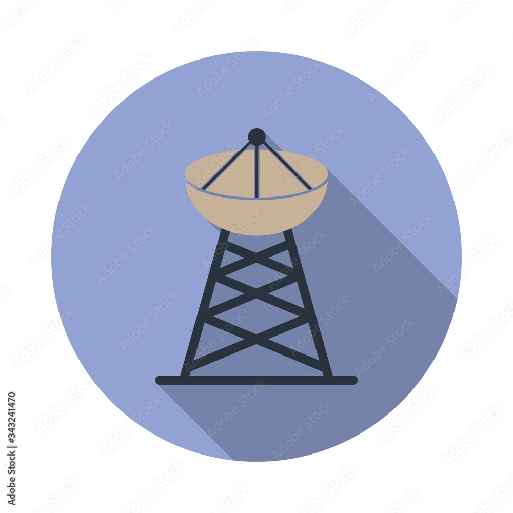 Poster colored satellite dish long shadow icon. simple color vector of web icons for ui and ux, website or 