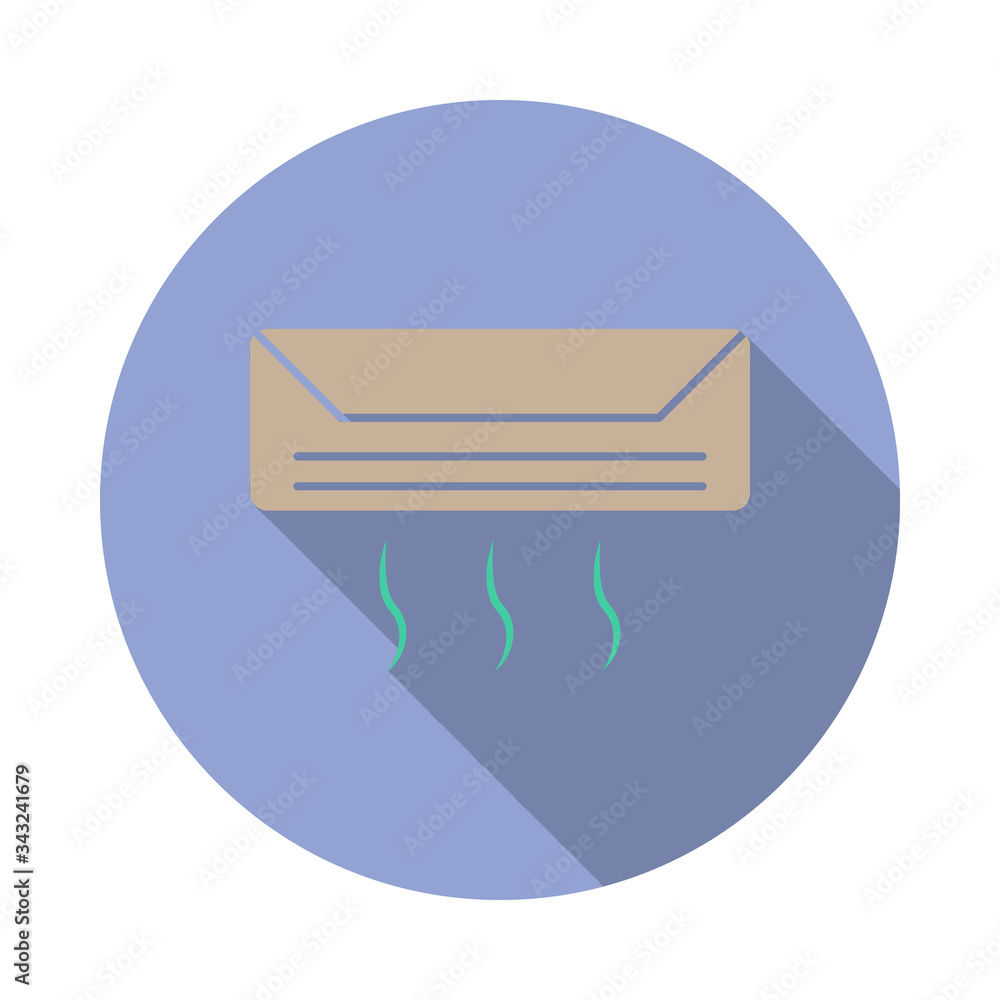 Aufkleber colored air conditioning long shadow icon. simple color vector of web icons for ui and ux, website o