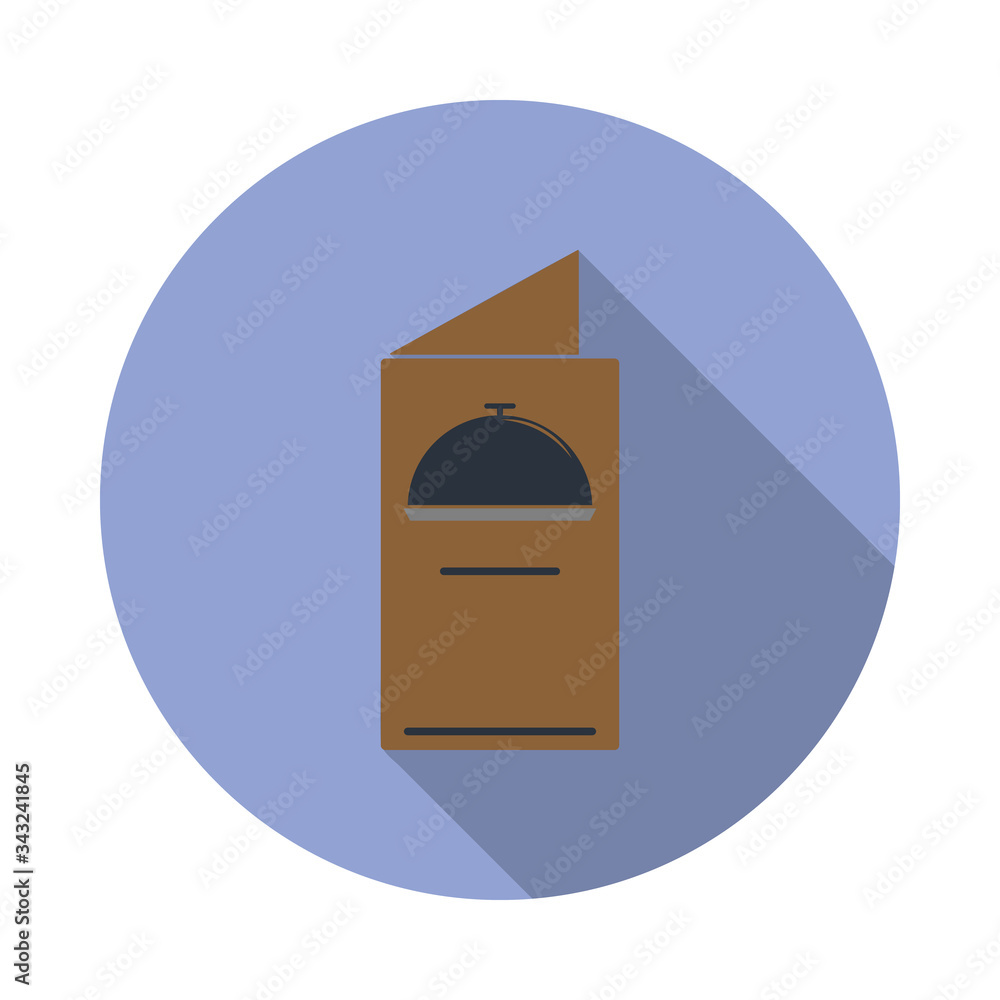 Poster colored restaurant menu long shadow icon. simple color vector of web icons for ui and ux, website or