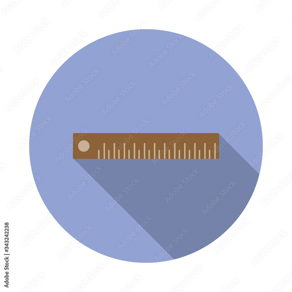 Poster colored ruler long shadow icon. simple color vector of web icons for ui and ux, website or mobile ap