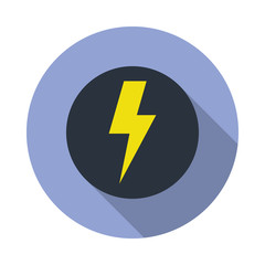 colored high voltage sign long shadow icon. Simple color vector of web icons for ui and ux, website or mobile application