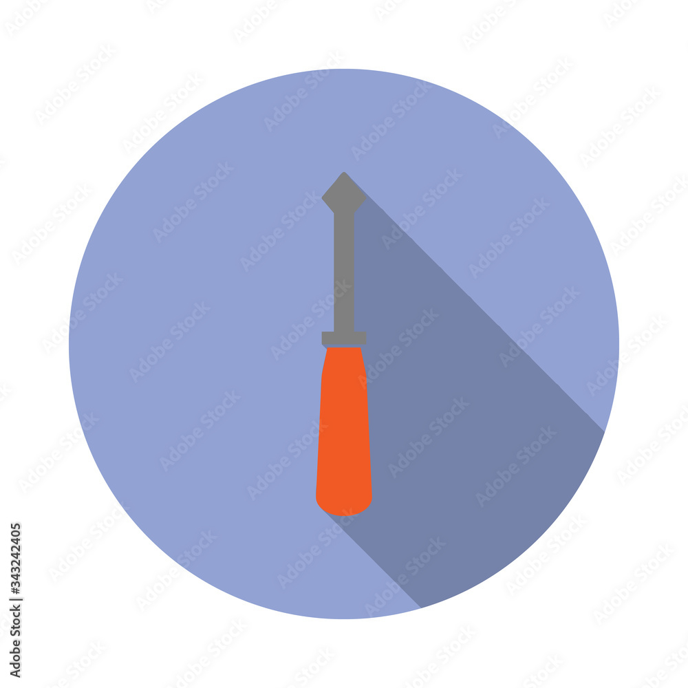 Aufkleber colored turn screw long shadow icon. simple color vector of web icons for ui and ux, website or mobi