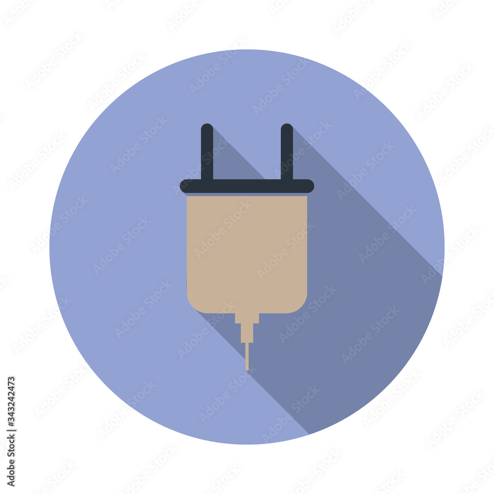 Aufkleber colored plug long shadow icon. simple color vector of web icons for ui and ux, website or mobile app