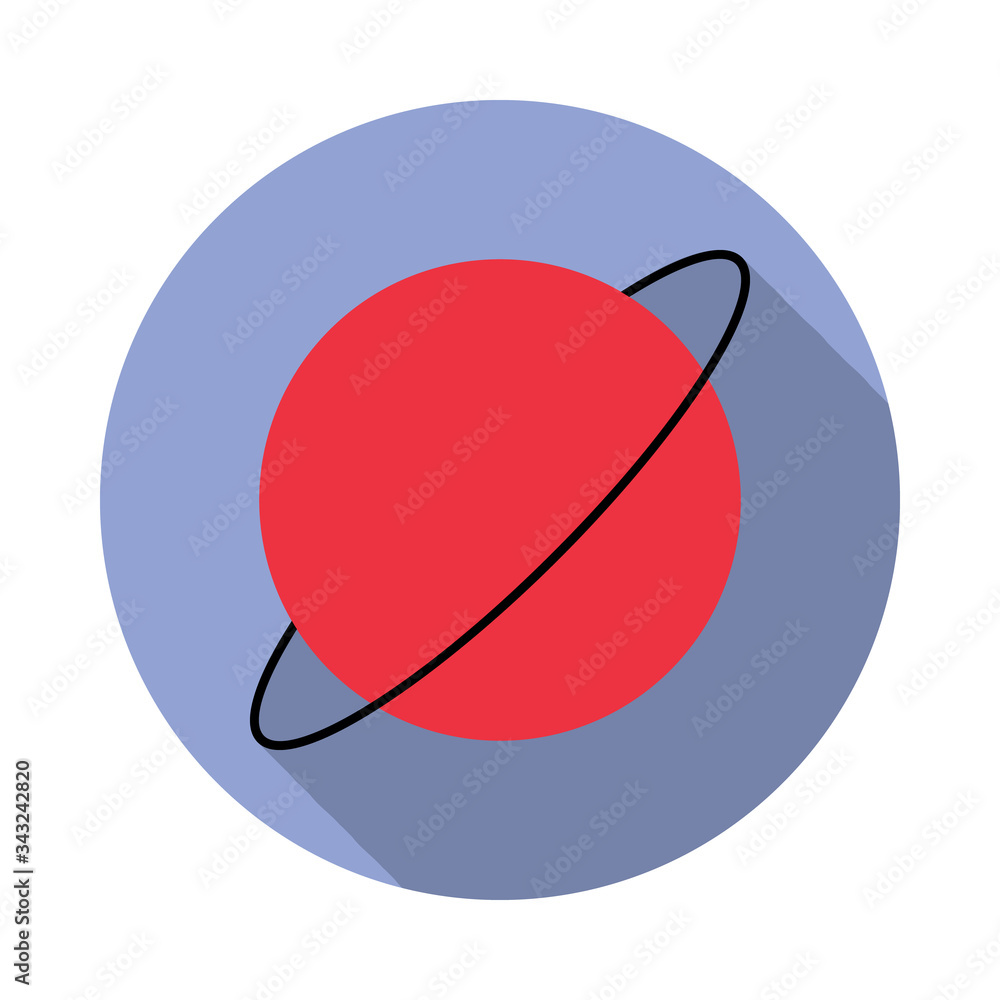 Aufkleber planet with a companion colored long shadow icon. simple color vector of space icons for ui and ux, 