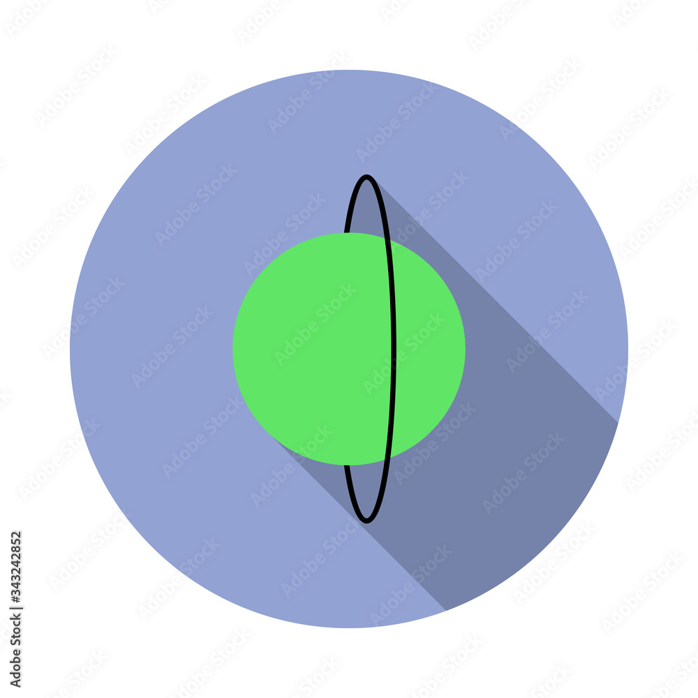 Poster green planet colored long shadow icon. simple color vector of space icons for ui and ux, website or 