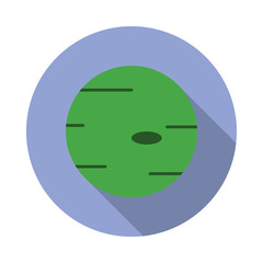 green planet colored long shadow icon. Simple color vector of space icons for ui and ux, website or mobile application