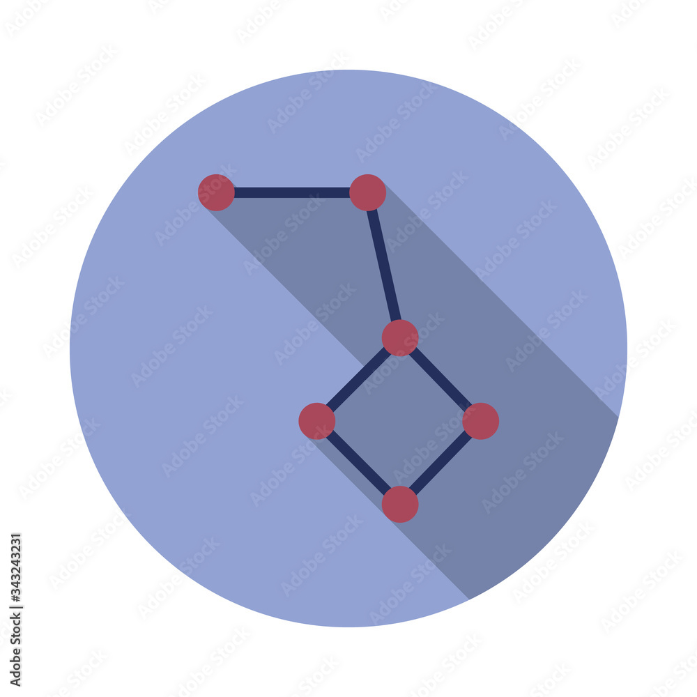 Poster constellation colored long shadow icon. simple color vector of space icons for ui and ux, website or